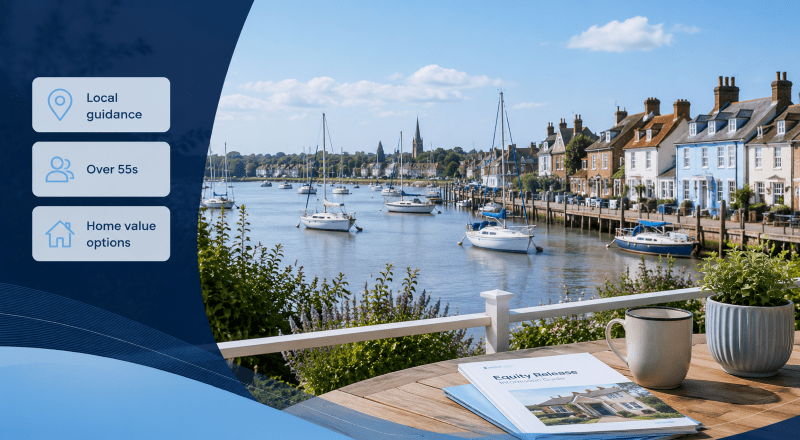 Equity Release Adviser in Burnham-on-Crouch with a view of the River Crouch, sailing boats and local waterfront homes.