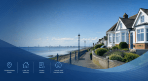 Coastal homes and seafront in Shoeburyness, Essex, representing local support from an Equity Release Adviser in Shoeburyness.
