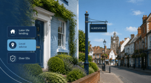 Equity Release Adviser in Alresford with local property and town centre imagery.