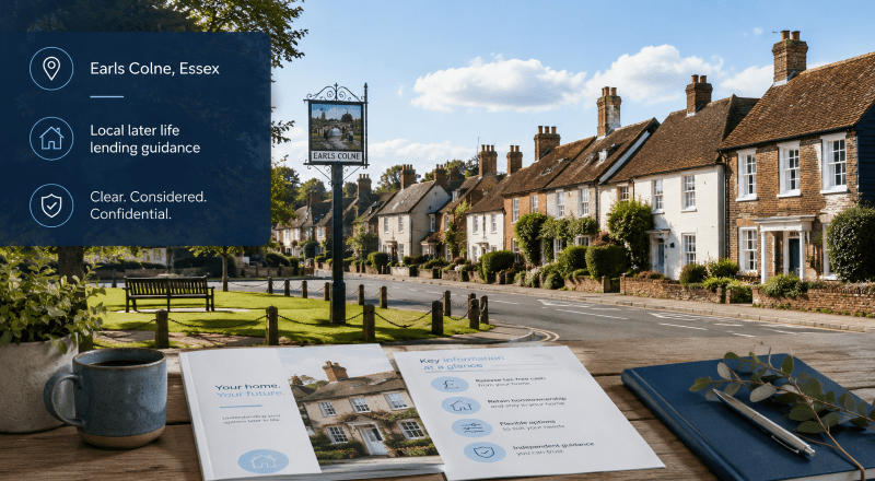 Equity Release Adviser in Earls Colne, with a traditional Essex village street, local homes and later-life lending guidance.