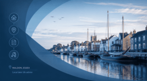 Equity Release Adviser in Maldon with a view of Maldon’s historic waterfront, traditional sailing barges and local homes.