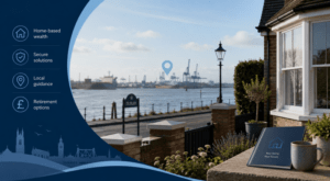 Equity Release Adviser in Tilbury with local home, riverside and port imagery representing later-life financial guidance.