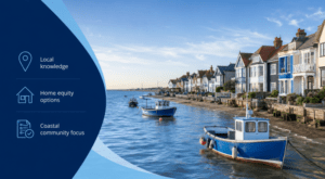 Equity Release Adviser in Leigh-on-Sea with coastal homes and boats along the Essex waterfront.