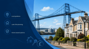 Equity Release Adviser in Newport with the Transporter Bridge and local homes.