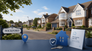 Equity Release Adviser in Wickford with local homes, a location marker and later-life planning icons.