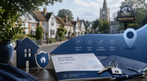 Equity Release Adviser in Ingatestone with local homes, property guide, house keys and later life advice icons.