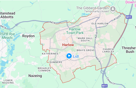 Map of Harlow