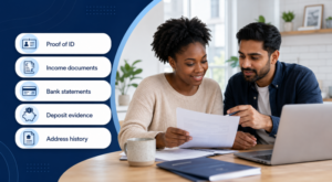 Mortgage Application Documents You May Need, including proof of ID, income records, bank statements, deposit evidence and address history.