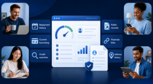 What Mortgage Lenders See on Credit Reports, including repayment history, current borrowing, credit searches, public records, financial links and address history.