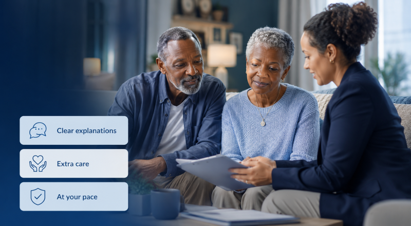 Vulnerable Clients receiving clear later-life mortgage advice from a supportive adviser