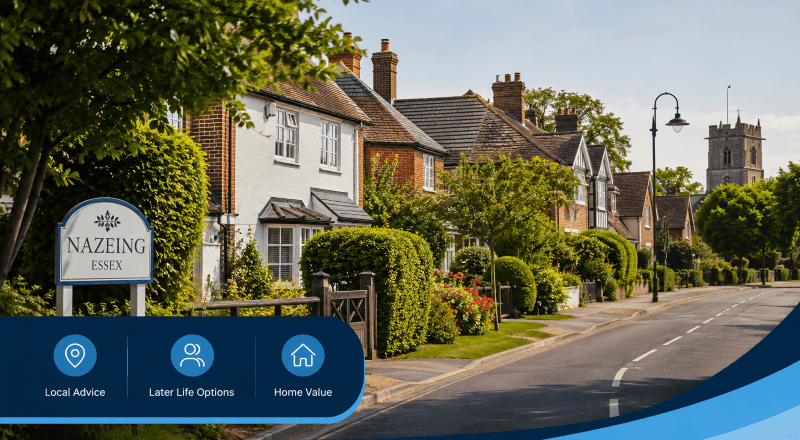 Equity Release Adviser in Nazeing with local Essex homes and village scenery