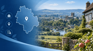 Equity Release Advisers in Herefordshire – Herefordshire countryside, homes and location map highlighting later-life property advice.