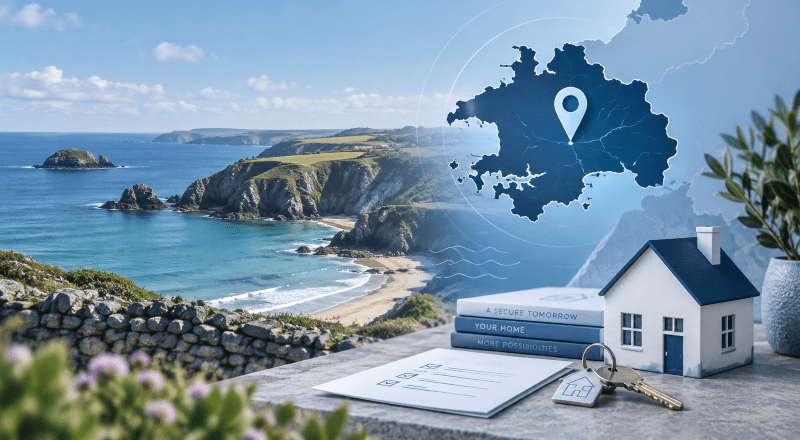 Equity Release Advisers in Pembrokeshire with coastal map, location pin, home and property finance icons